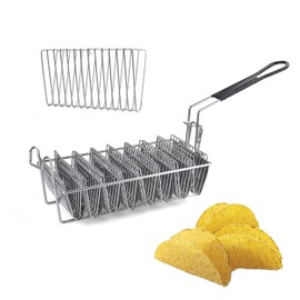 Taco Fryer Basket 8-Slot Tortilla Fryer Taco Basket Deep Fryer Taco Holders Basket with Detachable Grip Handle, Taco Shell Fryer for Burritos and Tortillas, Holds 8 Shells