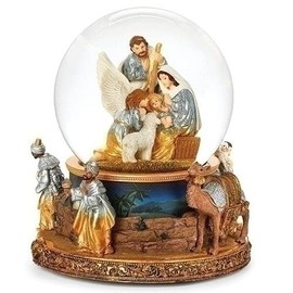 Roman Nativity Double Rotating Wind Up Musical Water Globe