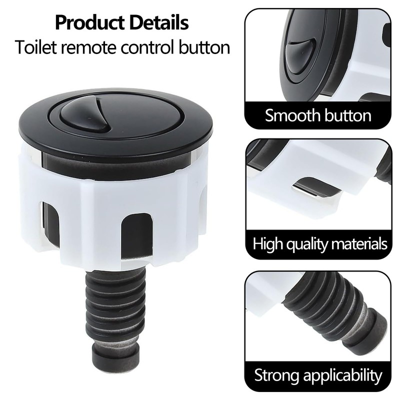2 PCS Toilet Flush Button, Black Round Head Dual Toilet