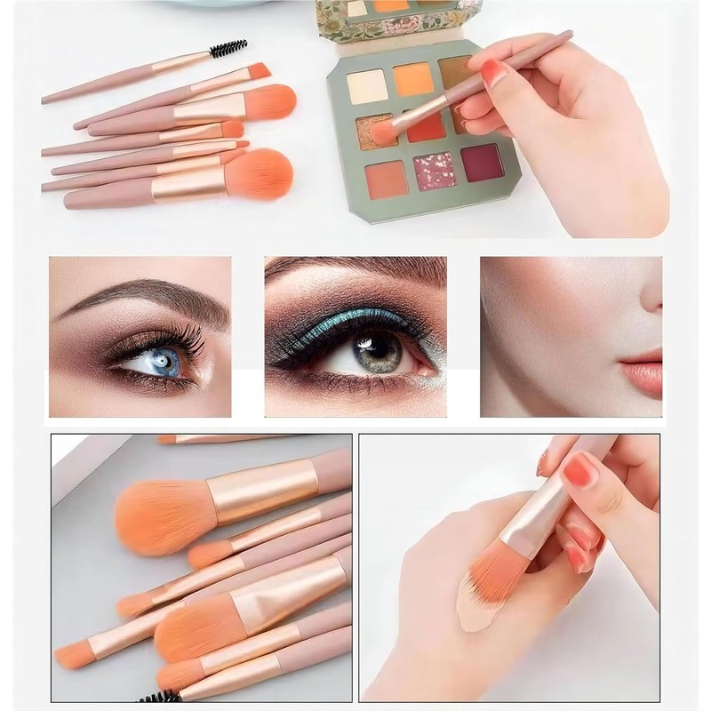 Makeup Brushes Set of 8 Makeup Brushes, Premium Fiber Bristles,