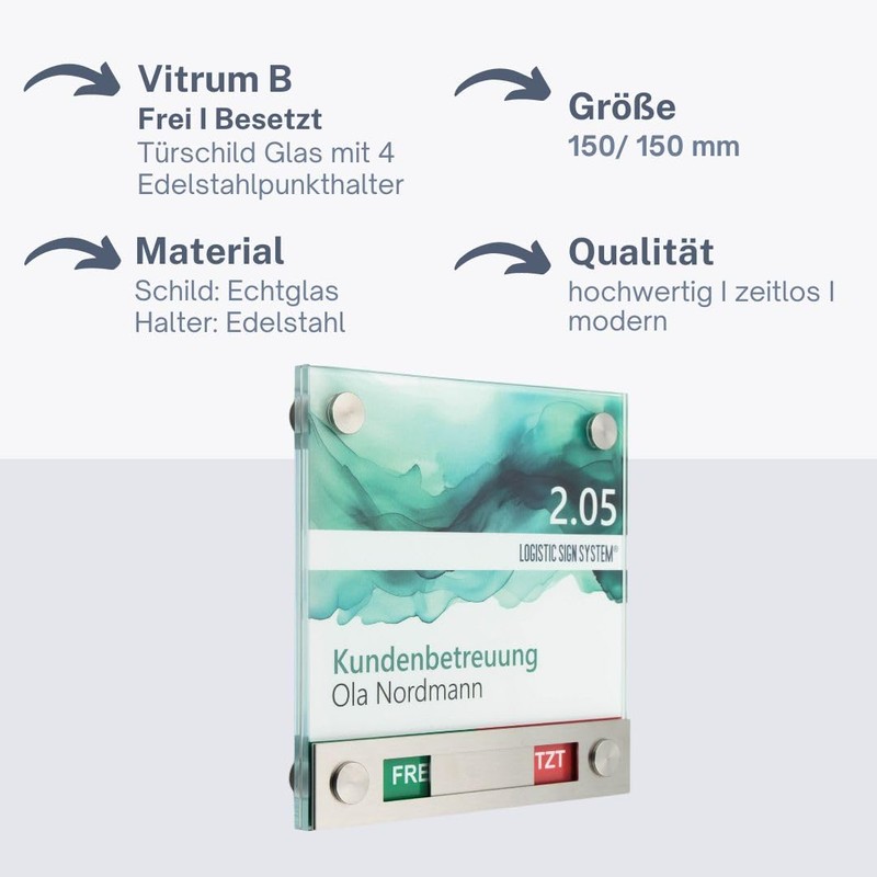 Logistic Sign System Vitrum 150/150 Door Sign with Red/Green Indicator