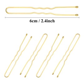 U Shaped Hair Pins, Pack of 60 Bun Pins for Buns Blonde Hair Grips for Women (Golden 6cm)