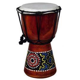 8" Maroon Red and Black Drum Jembe Aborigine Design