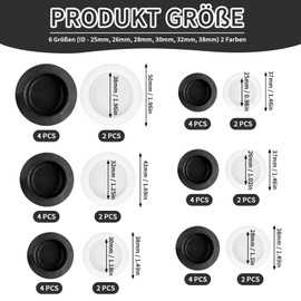 Alethron Pack of 36 Rubber Plugs Piggy Bank Closure Black 6 Sizes Round Sealing Plugs Piggy Bank Rubber Body Plug Money Box Plug Rubber Stopper Sparkbank Closure White