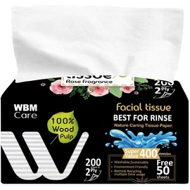 WBM Care Rose-Fragranced 2-Ply Paper Towels, Sustainable, Gentle on All Skin Types, Ideal for Facial Use, Pack of 10 – Soft, Durable, Eco-Friendly