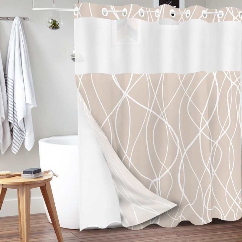 Tititex No Hooks Snap in Liner Abstract Curve Lines Cream