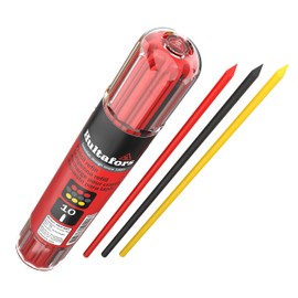 Deep Hole Marker Refill Set Grey, Red & Yellow Pack of 10 I Hultafors I in Practical Dispenser with Clip Holder I 2.8 mm Universal Leads for Cinnamon Man Pencil I For Various Surfaces I 650120