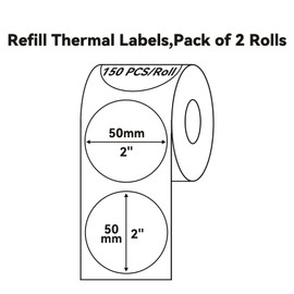 NIIMBOT 2 Rolls Labels for B1 B21 B3S K3, Thermal Printer Labels 2" x 2"（50x50mm, Round Clear Labels for DIY Logo Design, Jar Label, Name Tag(Round Clear)