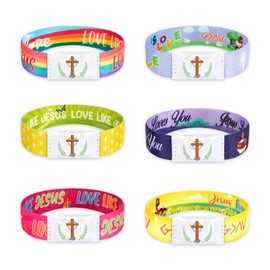 6 Pcs NFC Bible Verse Bracelet Set Christian Bracelets Daily Bible Verse Bracelet Inspirational Friendship Bracelet, Wearable Elastic Christian Bracelets Wristbands for Women Men Gifts, Cartoon