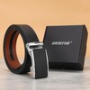 SANSTHS Mens Ratchet Belt, Leather Ratchet Belts for Men Adjustable