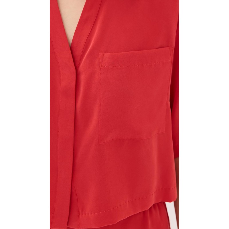 Lunya Women's Washable Silk High Rise Pant Set, Pure Carmine,