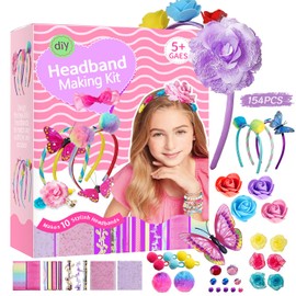 Kit de Fabricación de Diademas para Niñas, Haz Tus Propias Diademas de Moda de 10 Piezas, Set de Accesorios para el Pelo DIY, Juegos de Manualidades Juguetes Regalo Cumpleaños para Niñas de 4 a 10 Años