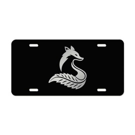 Forest Fox Nature Beast Black Metal License Vanity Plate for Any Car Model - Silver