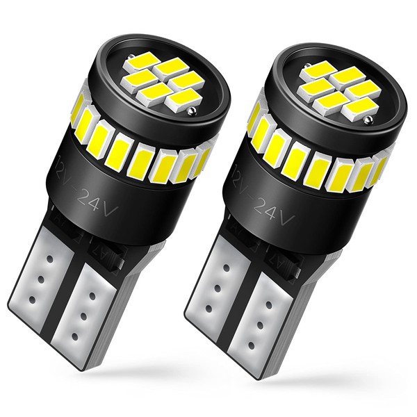 AUXITO 194 LED Bulbs 168 175 2825 W5W T10 24-SMD 3014 Chipsets 6000K White for Car Dome Door Map Dash Instrument Courtesy License Plate Lights, Pack of 2