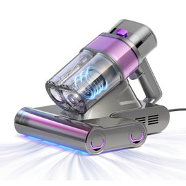 Mattress Vacuum Cleaner,16Kpa Suction,HEPA Filter 254nm & Ultrasonic,140°F Heat,UV-C Light & 720,000 RPM/Min Brushroll Rotation,Handheld Bed Vacuums for Bed, Sofa, Couch, Crib (Corded, 500W)