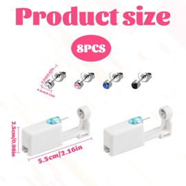 Ear Piercing Kit, 8 Pieces Ear Piercing Gun Kit, Piercing Needle Gun for Disposable Nose Piercer Self, Earring Tools with Pierced Earrings Portable Piercing Kit, Ear Stud Auxiliary Tools
