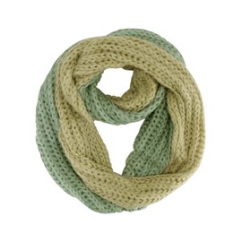 Luxury Divas Mint & Beige Two-Tone Eyelash Knit Fuzzy Infinity Scarf