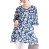 sawa á la mode Women's Floral Pattern, Lace, Half Sleeve Top,, navy