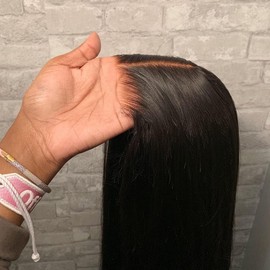 Glueless Wigs Human Hair Pre Plucked 20 Inch Straight Lace Front Wigs Human Hair For Black Women 180% Density Hd Lace Frontal 4x4 HD Lace Wear And Go Glueless Wig For Beginner.