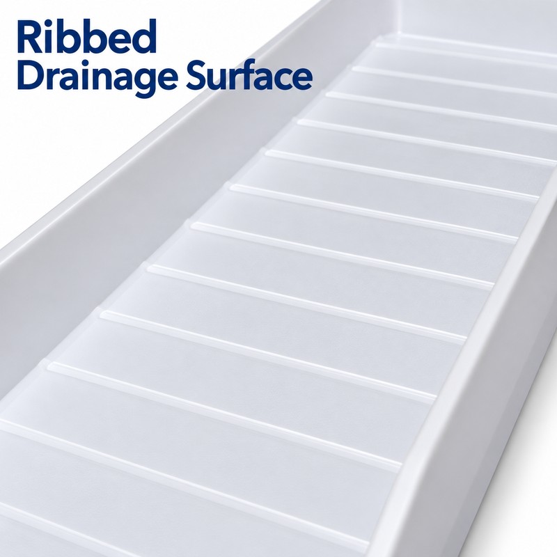 Rainwater Gutter Downspout Splash Block – White Ribbed PP Plastic