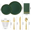 NOCCUR 350PCS Green Plastic Plates - Disposable Green Gold Dinnerware