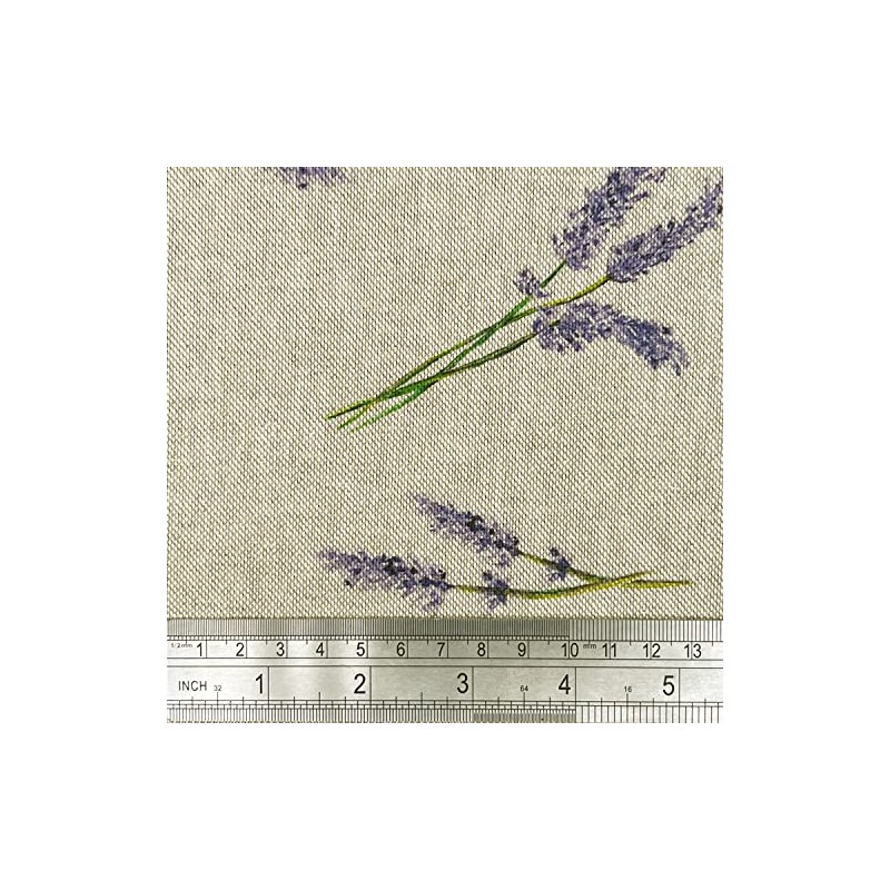 Cotton Rich Linen Look Upholstery Fabric Purple Lavender Flower Digital