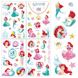 The little Mermaid Temporary Tattoos,4 Sheets 100+ Patterns Princess Temporary Tattoo
