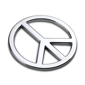 Peace Sign No War Symbol Metal 3D Emblem Badge Sticker with Pre-Adhesive for Car Motorcycle Spider ATV Cozy Coupe Fun Love