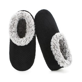 The Metluks Soft Fuzzy Slippers for Women Indoor, Warm Furry House Sock Shoes Fluffy Lined, Bedroom Booties Non-Slip Gripper Soles, Winter Cozy Christmas Gifts Adult Size 9-10