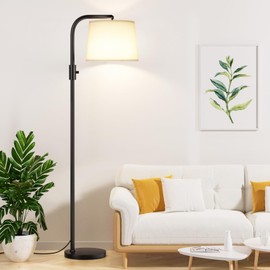 Ambimall Fully Dimmable Floor Lamp - Floor Lamps 9W LED Light Bulbs, Standing Lamps for Living Room with Adjust Head, Modern Standing Light Rotary Switch, Tall Lamp for Bedroom(Black and White)