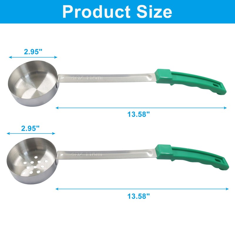 Hordion 4 Pcs Portion Control Serving Spoons Ladle Scoops (Green,