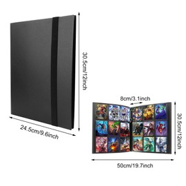 ASelected 9 Pocket Trading Card Album 360 Side Loading Pocket Binder for Mtg, Tcg, Football, Basketball Cards Black