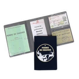nemau - Porta permesso di cacciare 3 persiane - Gomma espansa - Made in France - Custodia protettiva Document Caccia - Compatibile con carte e assicurazione cacciatore - Modello selvaggine e cervidi