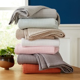 100% Cotton Waffle Weave Bed Blanket | Soft, Breathable, and Lightweight Blanket for All-Season | Perfect for Layering | Brielle Collection (Full/Queen, Burnt Orange)