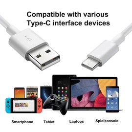 PREMIER ADAPTER PremierAdapter 5,5 mm x 2,1 mm 2,5 mm x 0,7 mm USB C USB 2A 90 cm Schwarz Ladekabel Netzteil Ladegerät 5V 4,5V (Weiß-USB C)