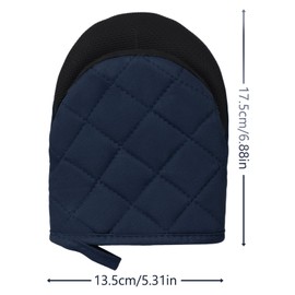 1 Pair Short Oven Mitts, Heat Resistant Silicone Kitchen Mini Oven Mitts for 500 Degrees, Non-Slip Grip Surfaces and Hanging Loop Gloves, Baking Grilling Barbecue Microwave Machine Washable