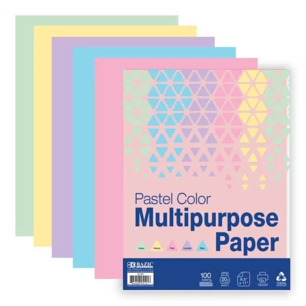 bazic 2 pks 25 Sheets Pastel Color Multipurpose Paper 8.5"X11",