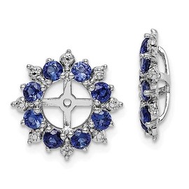 925 Sterling Silver Rhodium Diamond and Created Sapphire Earring Jacket