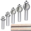 Akylin 5Pcs Edging Fluting Bits Set,1/2" Shank, Concave Sunk Bead