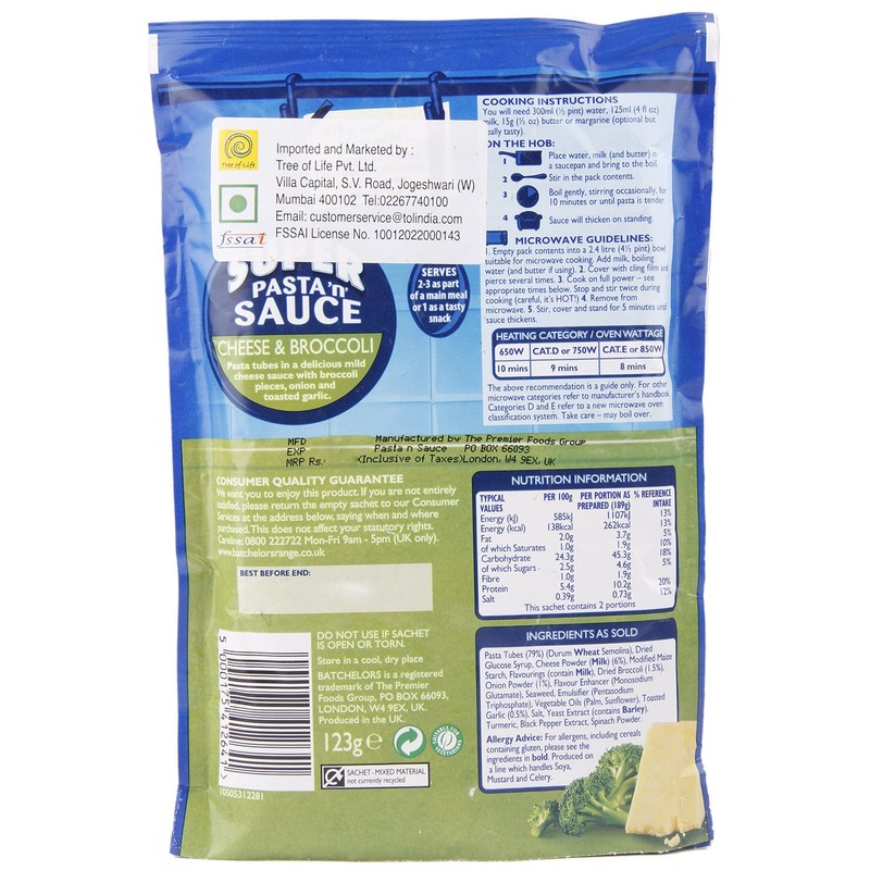Batchelors Pasta and Sauce Mild Cheese and Broccoli 123 g