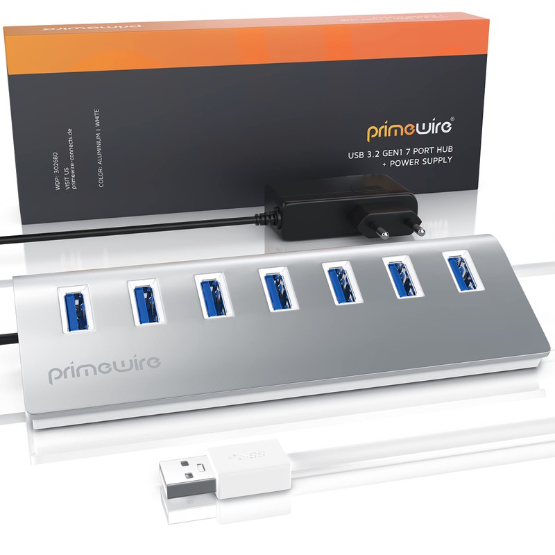 CSL 7-Port USB Hub 3.2 Gen1, USB Adapter, USB Distributor,