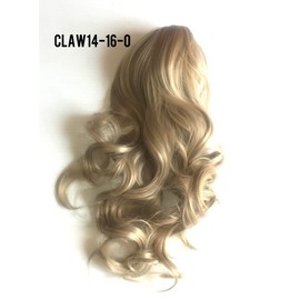 14" Claw Clip in Wavy Ponytail Extensions Natural Medium Blonde #16 Heat Friendly Fire Resistence Fiber …