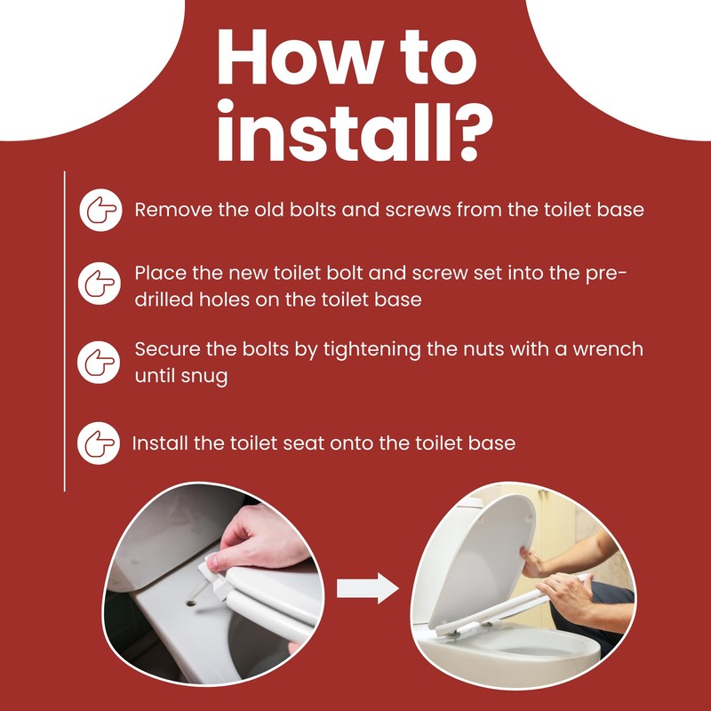 Gadgetime USA Toilet Seat Screws Hinge Bolt & Nut Kit