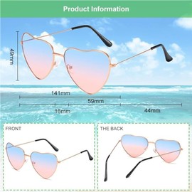 JJiaoLinin Heart Party Glasses, 2 Pairs of Heart Sunglasses, Party Sunglasses, Frameless Sunglasses, Flames Sunglasses for Hippie Costume, Party, Everyday Wear for Men and Women