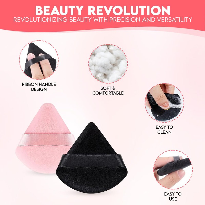 Velvet Duo Soft Reusable Triangle Makeup Powder Puffs 2pcs (Soft