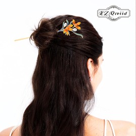 KZQtriid Jewelry-Grade Craftsmanship For Hair Accessories，Dunhuang Style Colour Enamels Pearl Flower Hair Stick，Hair Clip. 5.9" Hair Chopsticks For Women