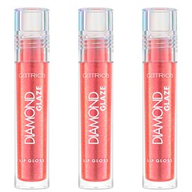 Catrice Diamond Glaze Lip Gloss, No. 040, red, instant results, shiny, holographic, glittery, vegan, paraben-free, microplastic-free, nanoparticle-free, pack of 3 (3 x 3 ml)