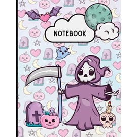 Notebook: Pastel Goth Composition Notebook, Creepy Death Grim Reaper Journal | Wide Ruled: Cute Gothic Gifts, Great for Home, School, Work or College | 7.44" x 9.69"