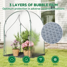UrGROWA Portable Greenhouse for Outdoors, Green House Tent with Thick Bubble Film Cover, Ground Mat, Zippered Door Walk-in Mini Green House Kit for Outside, 47.2x47.2x71 Inch