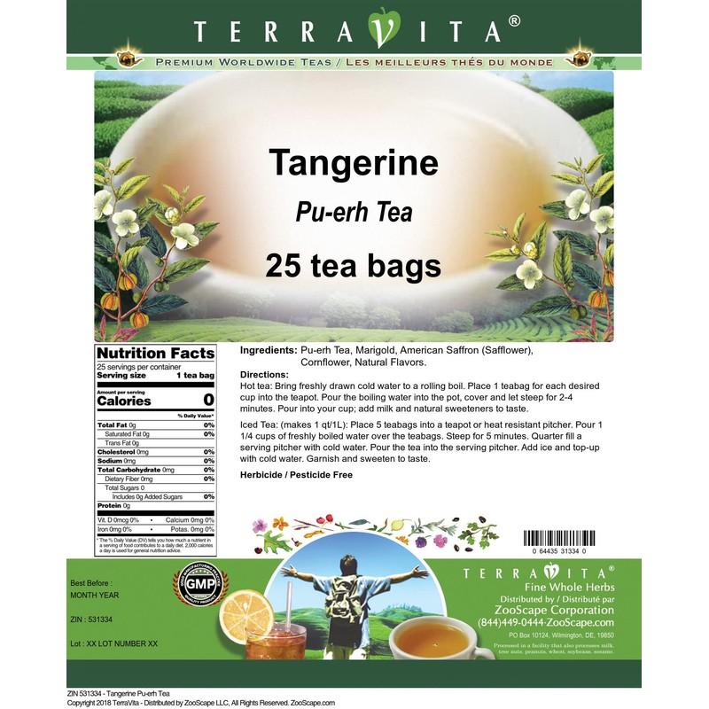 Tangerine Pu-erh Tea (25 tea bags, ZIN: 531334)